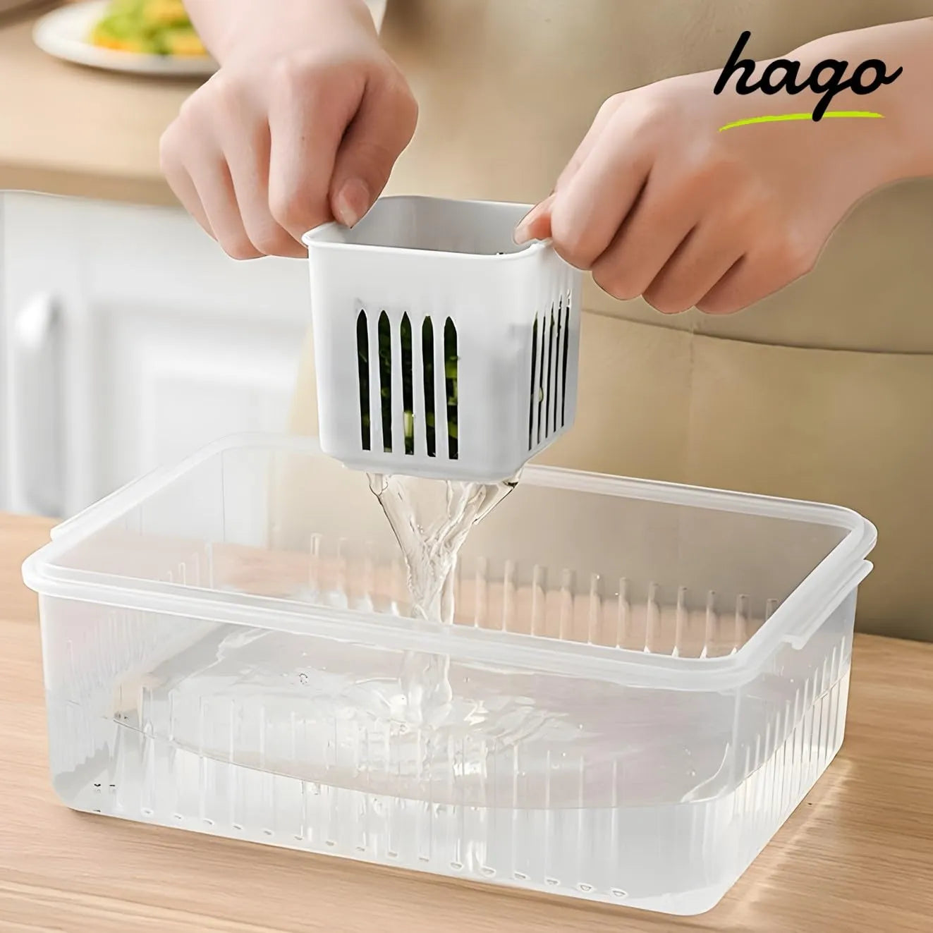 6-Grid Airtight Refrigerator Food Storage Containers with Drain Basket