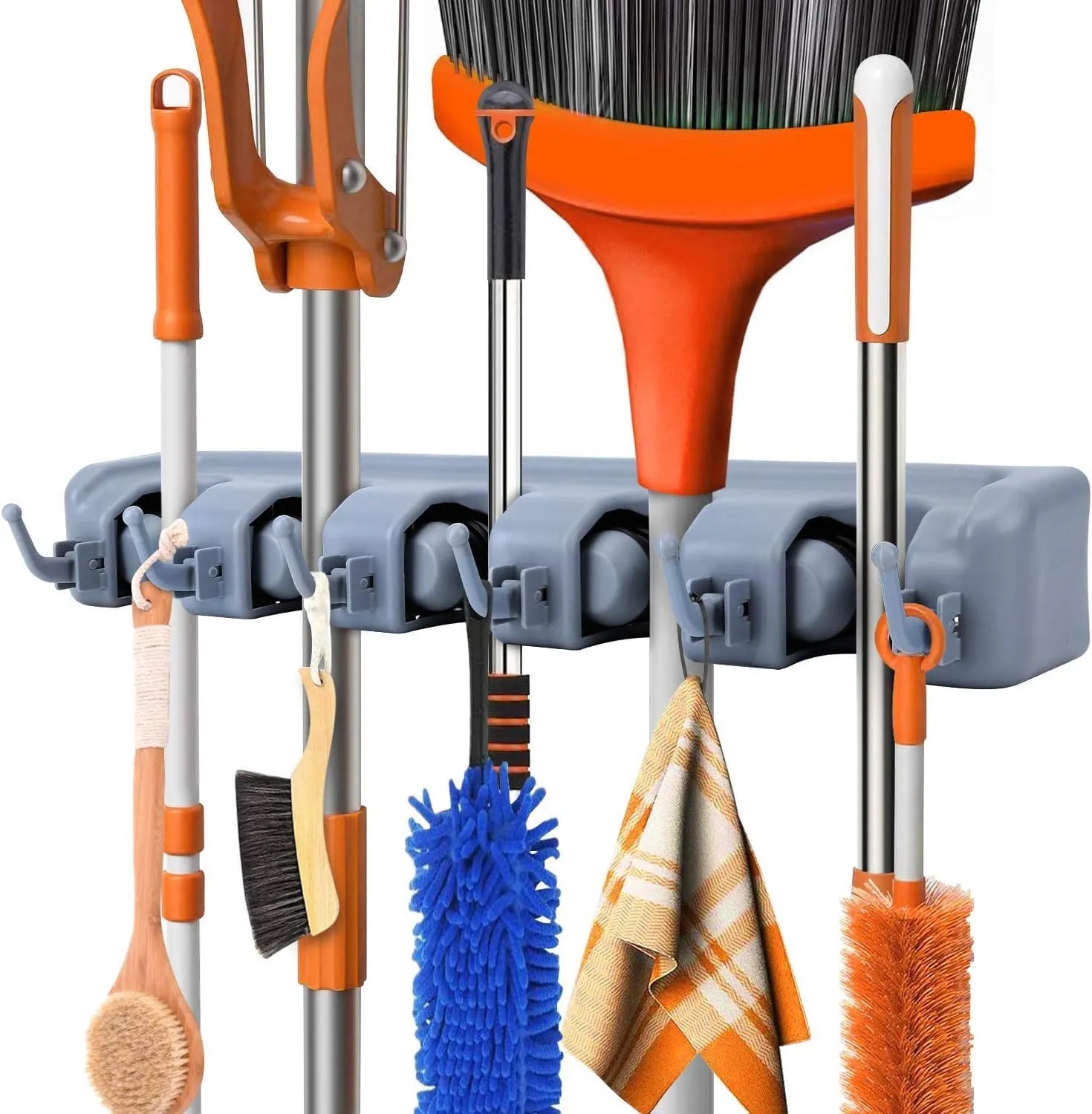 Wall Mounted Broom & Mop Holder Organizer